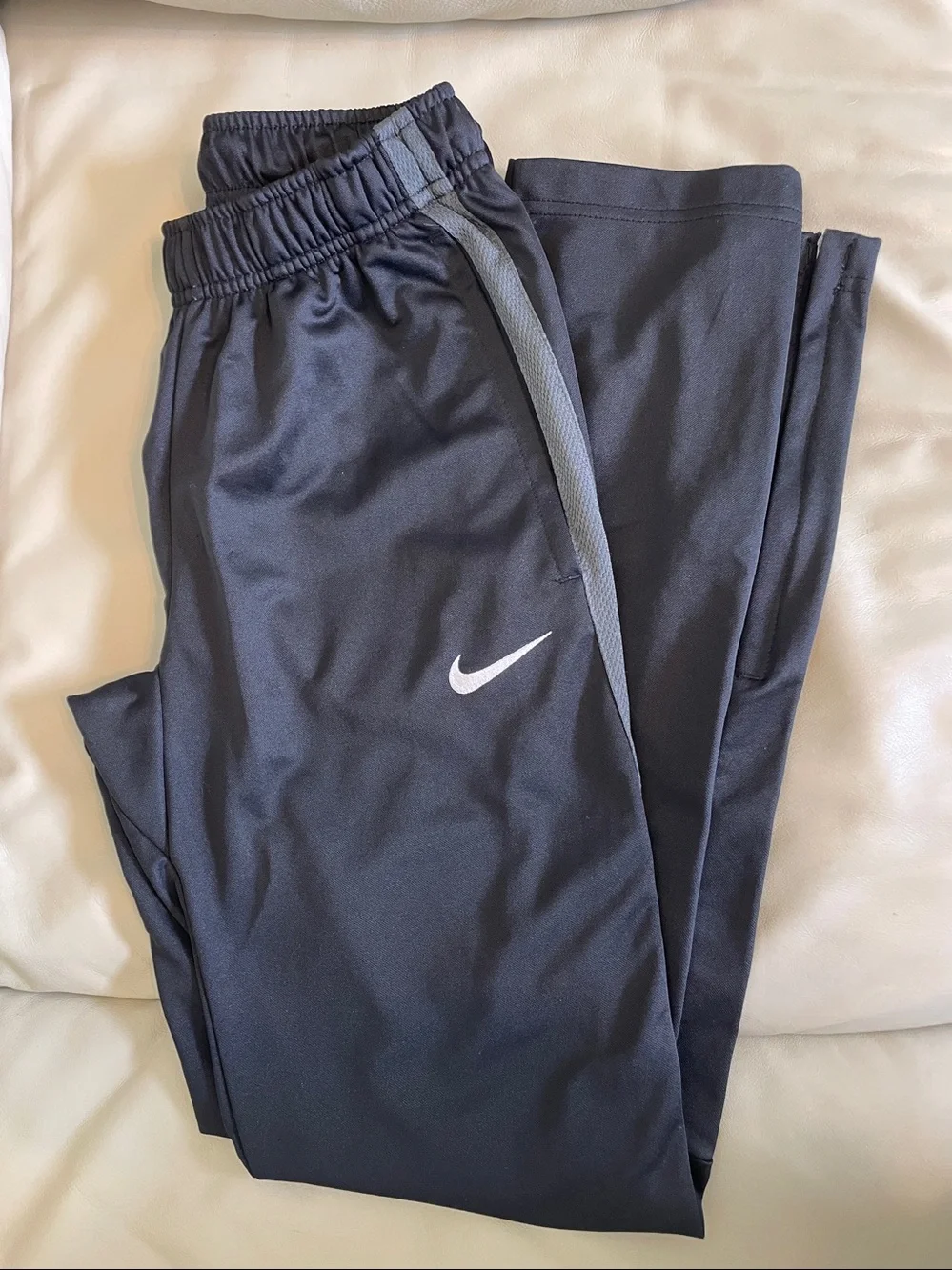 Nike Kids Black Athletic Track Pants with Gray Accent XS